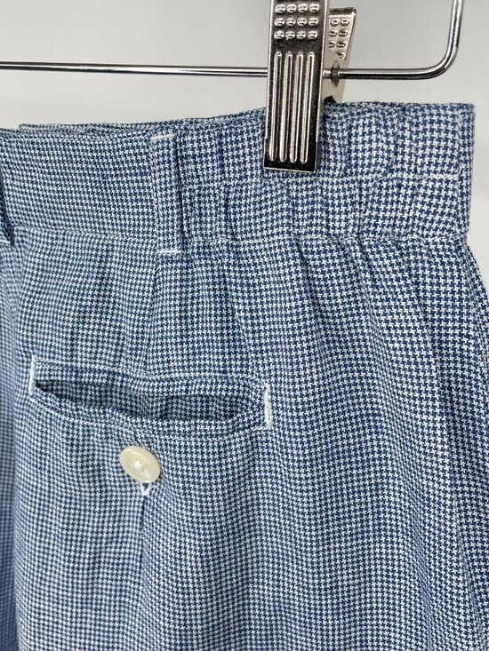Talbots 8P High Rise Irish Linen Shorts Blue White Houndstooth Coastal Grandma - Picture 5 of 5